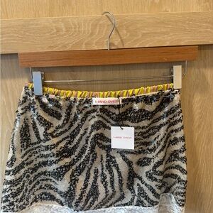 Hand Over Zebra Pattern Mini Skirt - Black and White